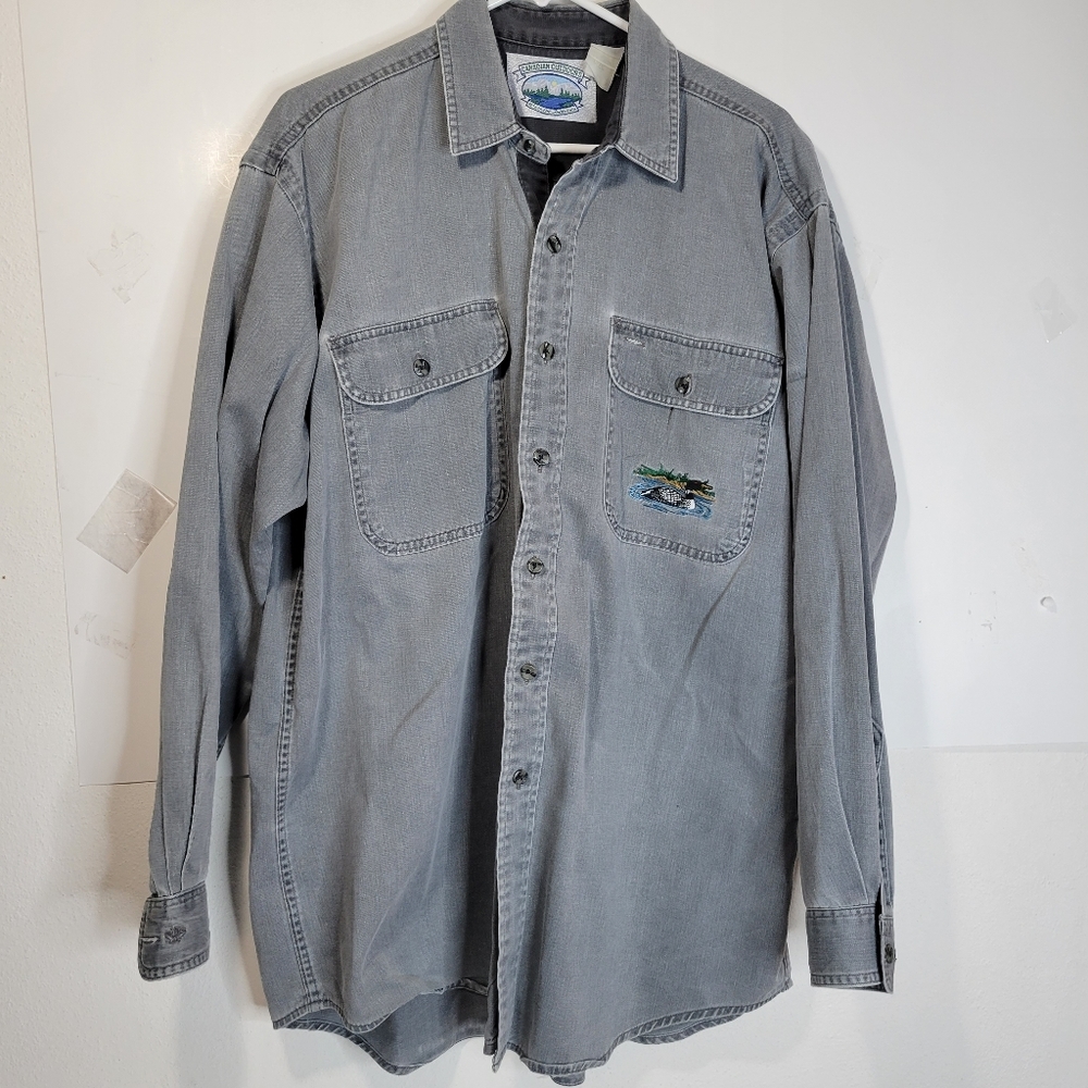 Mens Canadian Outdoors Heavy Long Sleeve Button front Shirt Fits Like an Xl